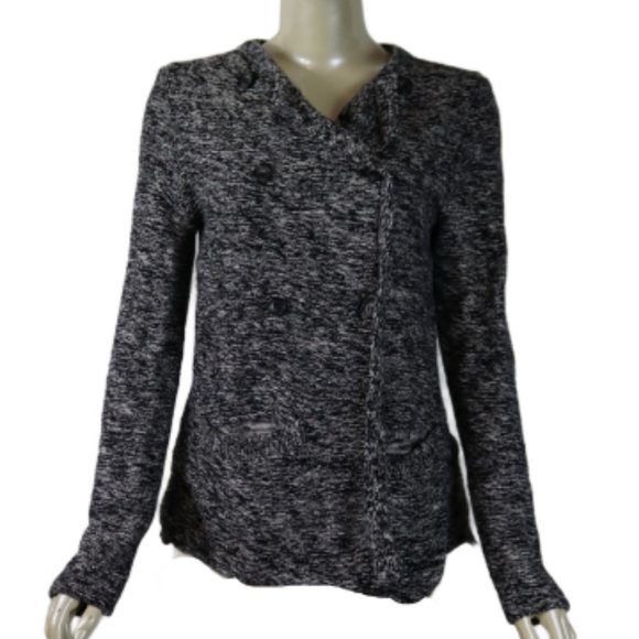 Lucky Brand Double Breasted Pea Coat Marled Cardigan Sweater Size Medium - Picture 1 of 6